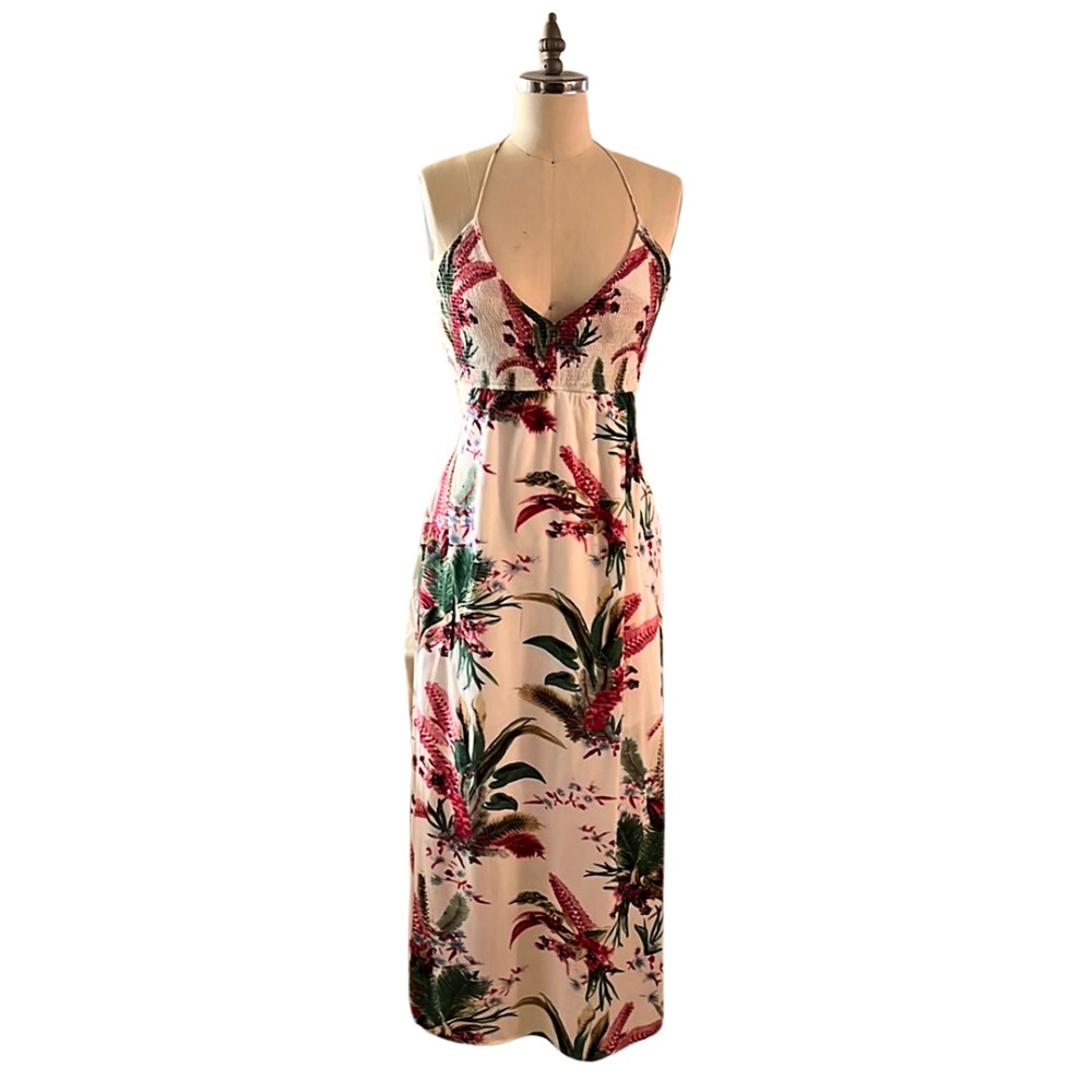 Tropical Print Maxi Dress